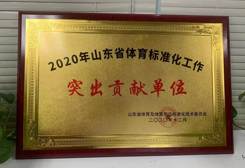 恭喜KY开元888荣获山东省体育及体育用品标准化技术委员会授予“突出贡献单位”荣誉称号